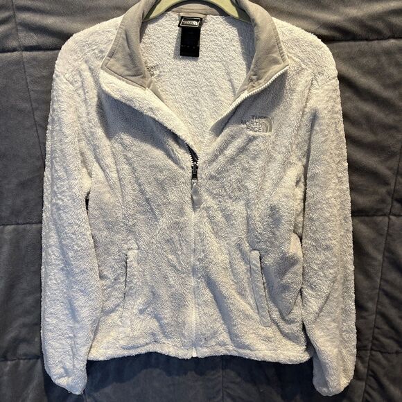 The North Face Womens Osito Jacket Coat Fleece size Medium White Light Grey - Picture 1 of 7